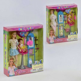 Кукла JX 100-64 (36)  Детский врач, с аксессуарами, 2 вида, в коробке 