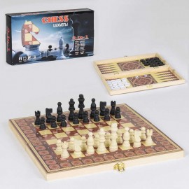 Шахматы деревянные С 36819 (48) 3 в 1, в коробке