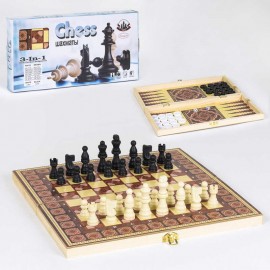 Шахматы 3в1 С 36818 (30) деревянная доска, в коробке
