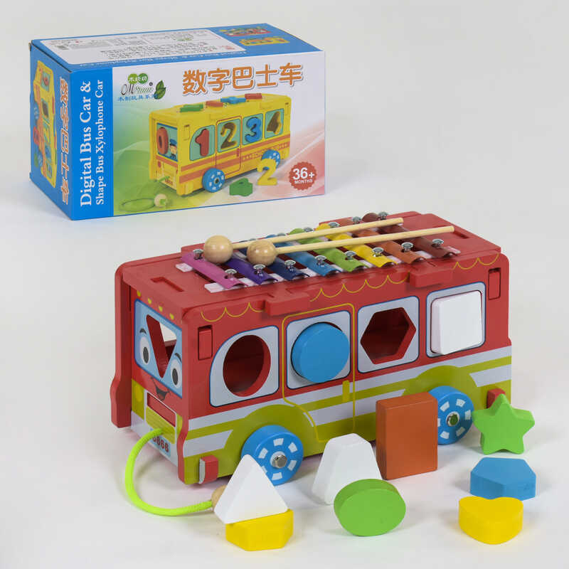 Деревянная игра Автобус С 39261 (18) в коробке