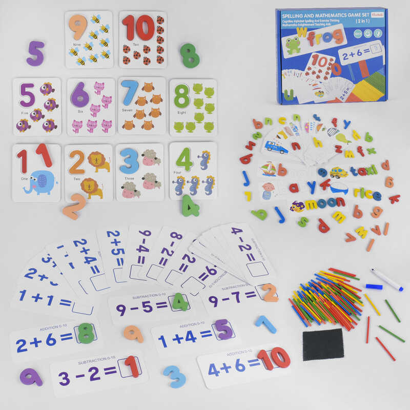 Деревянная игра 2в1 Алфавит и Математика M 43719 (24) английский алфавит, в коробке