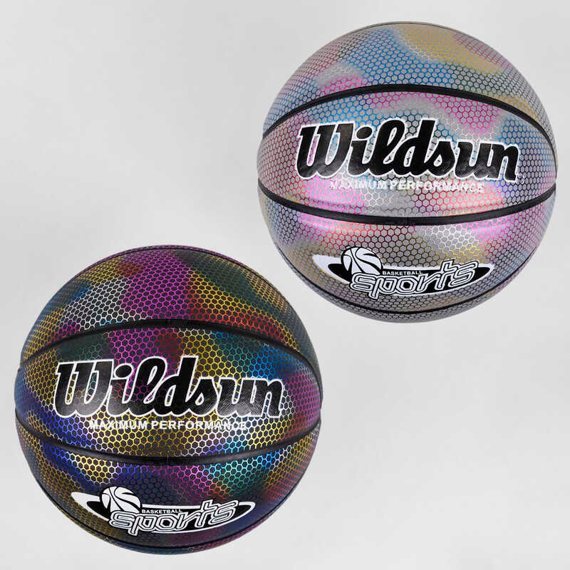 Мяч Баскетбольный C 44463 (12) 2 цвета, НЕОНОВЫЙ светоотражающий, вес 580 грамм, материал PU (поставляется накачанным на 80)