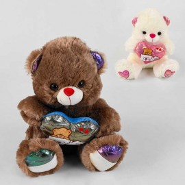 Мягкая игрушка M 09917 (120) “Медвежонок с сердцем”, 2 цвета, высота 32 см