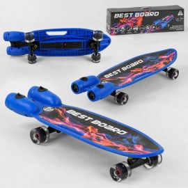 Скейтборд S-00605 Best Board (4) с музыкой и дымом, USB зарядка, аккумуляторные батарейки, колеса PU со светом 60х45мм