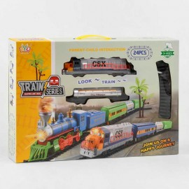 Железная дорога 2018 А (24) “Грузовой поезд”, на батарейках, 24 детали, длина путей 147 см, 2 вагона, свет, звук, в коробке