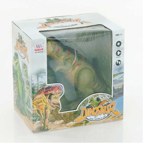Динозавр WS 5302 (12/2) 3 вида, ходит, подсветка, звук, на батарейке, в коробке